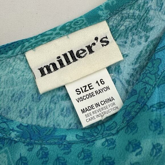 Millers Womens Vintage Y2k Maxi Dress Size 16 Blue Green Patchwork Floral - Picture 5 of 9